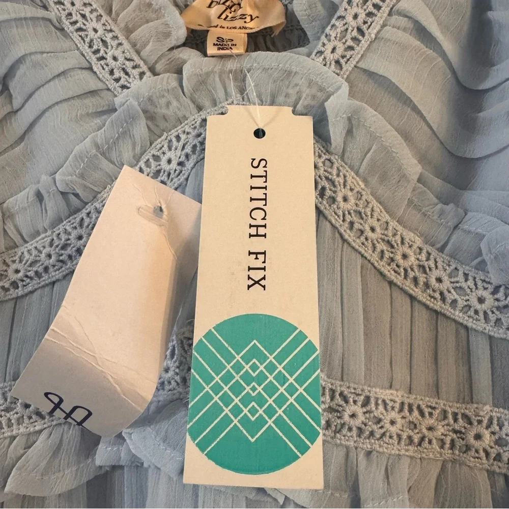 Dizzy Lizzy NWT Cottagecore Lace Tiered Sundress | Prairie Babydoll Dress - Picture 6 of 11
